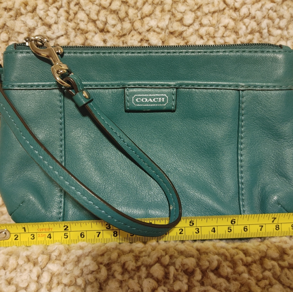 Green Coach wristlet